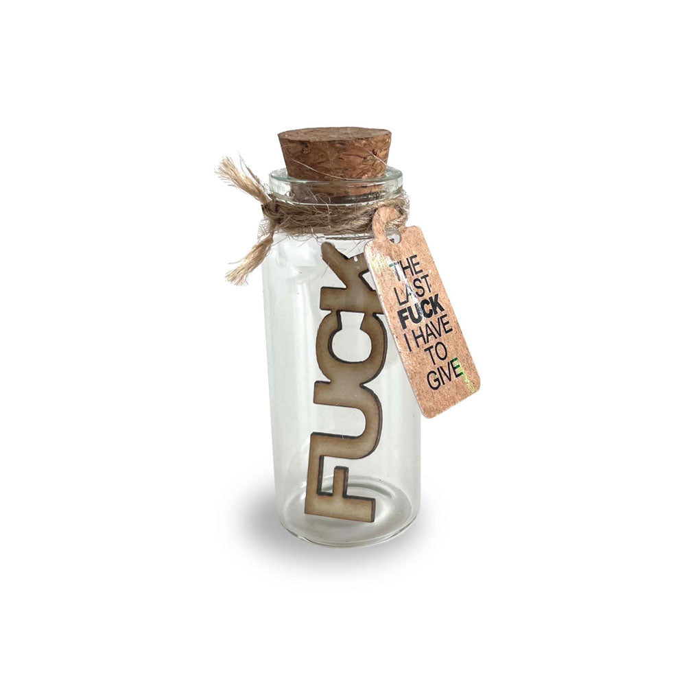 Last Fuck I Have To Give - Display of 12 - Novelty Gift - Counter Display of 12 with a glass jar and wooden 'FUCK' inside.