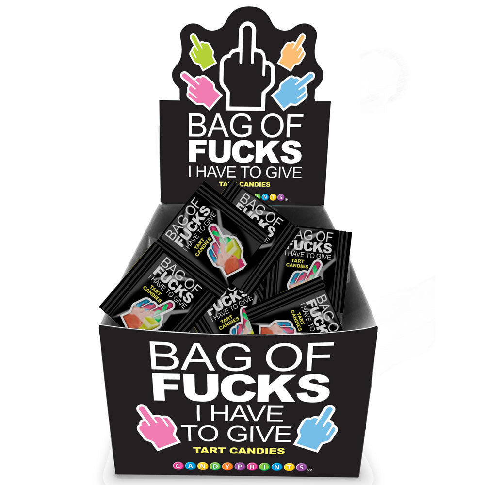 Bag Of Fucks I Have To Give - Display - Fruit Flavoured Lollies - Counter Display of 100 Mini Packs.