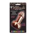 Glitterati Metallic Pink Penis Candle -  10 cm Penis Party Candle displayed in packaging with shiny balloon shape.