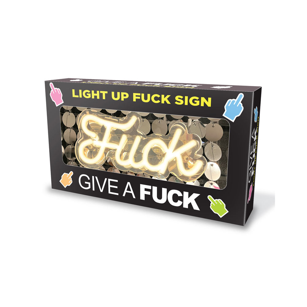 Fuck Neon Light Sign - Novelty Neon Light in box showcasing its vibrant design and playful message.