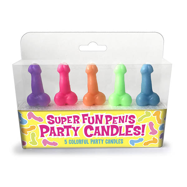 Super Fun Penis Candles - Party Novelty in a colorful packaging for hens parties and adult celebrations.