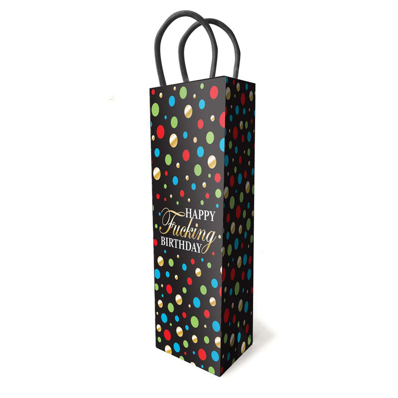Happy Fucking Birthday, Gift Bag - Novelty Gift Bag with colorful dots, perfect for fun gift giving.