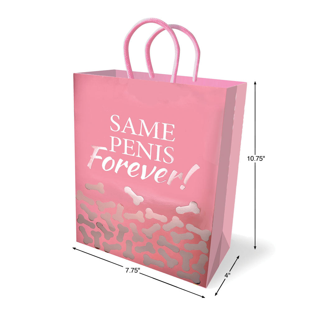 Same Penis Forever Gift Bag - Novelty Gift Bag featuring pink design and playful print, perfect for intimate essentials for her.