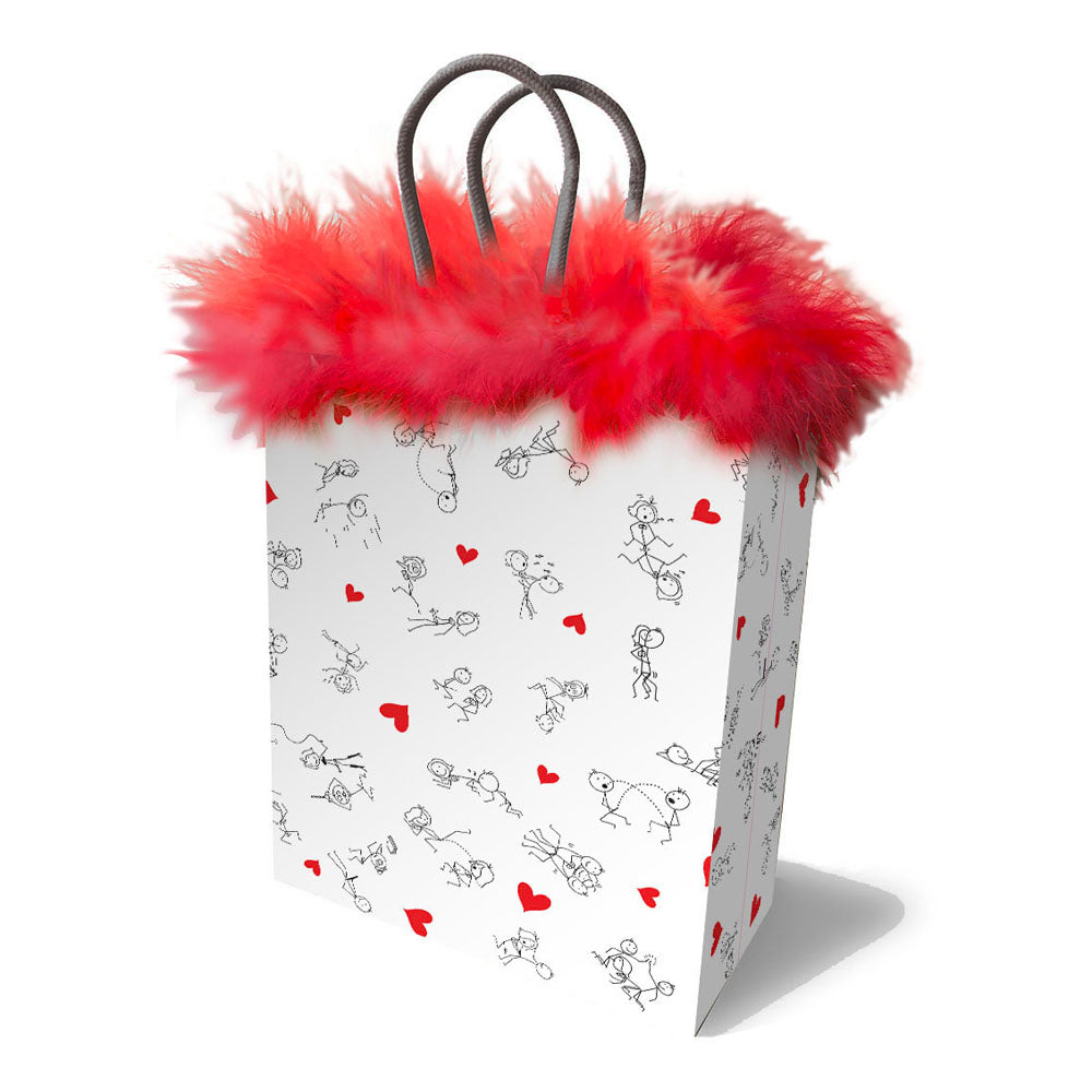 Naughty Stick Figures Gift Bag - Novelty Gift Bag featuring playful stick figures and marabou fringe.