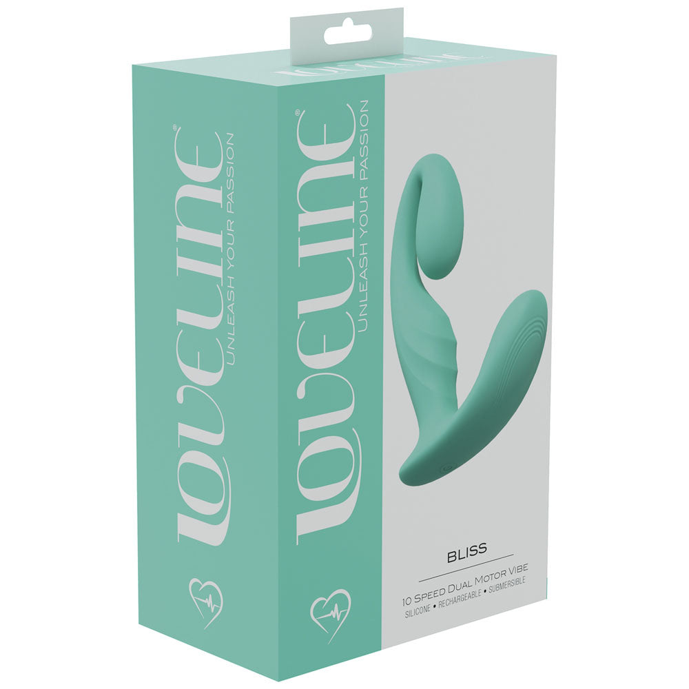 LOVELINE Bliss -  -  11.5 cm USB Rechargeable Vibrator packaging showcasing its design and features, ideal for intimate essentials for her.
