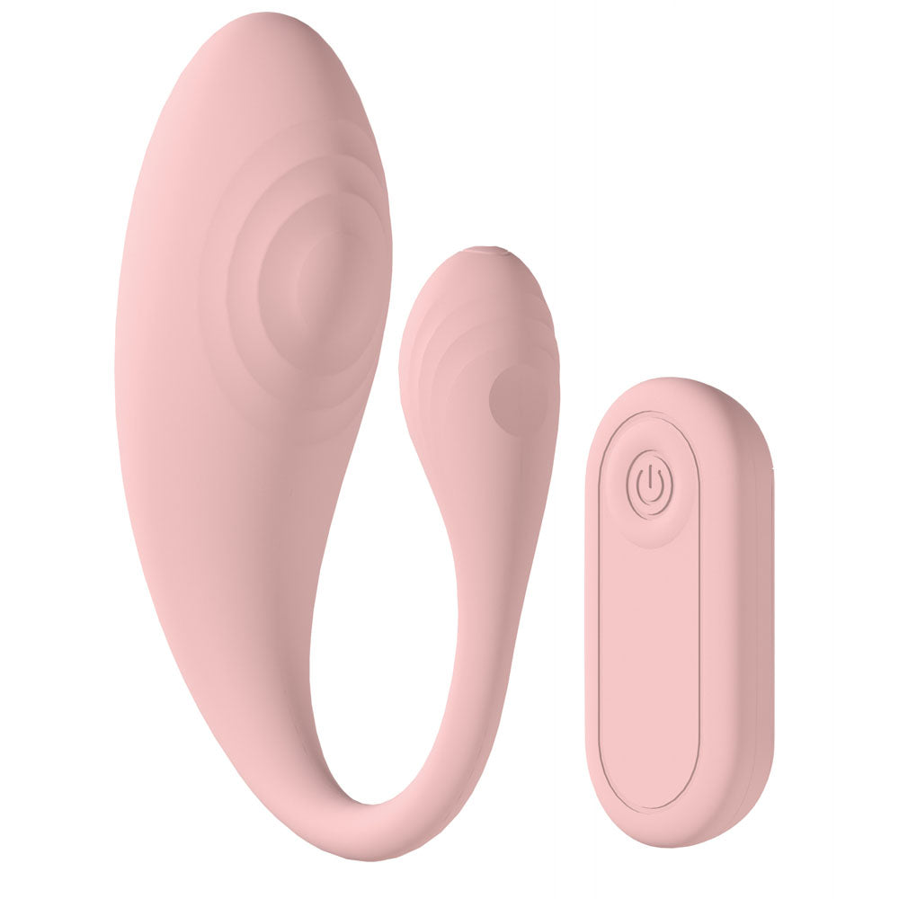 LOVELINE Wave -  USB Rechargeable C-Shaped Vibrator with Remote in pink color, designed for intimate essentials for her.