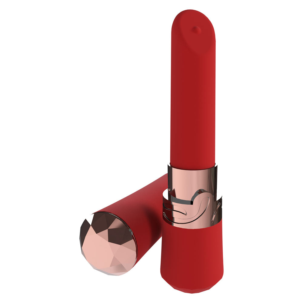 LOVELINE Dahlia -  -  12.5 cm USB Rechargeable Lipstick Vibrator in sleek red design, discreet for intimate essentials.