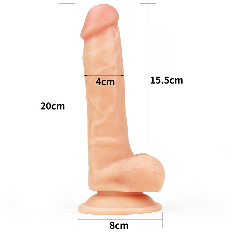 The Ultra Soft Dude -  20.3 cm (8'') Dong showing dimensions and design for intimate essentials.
