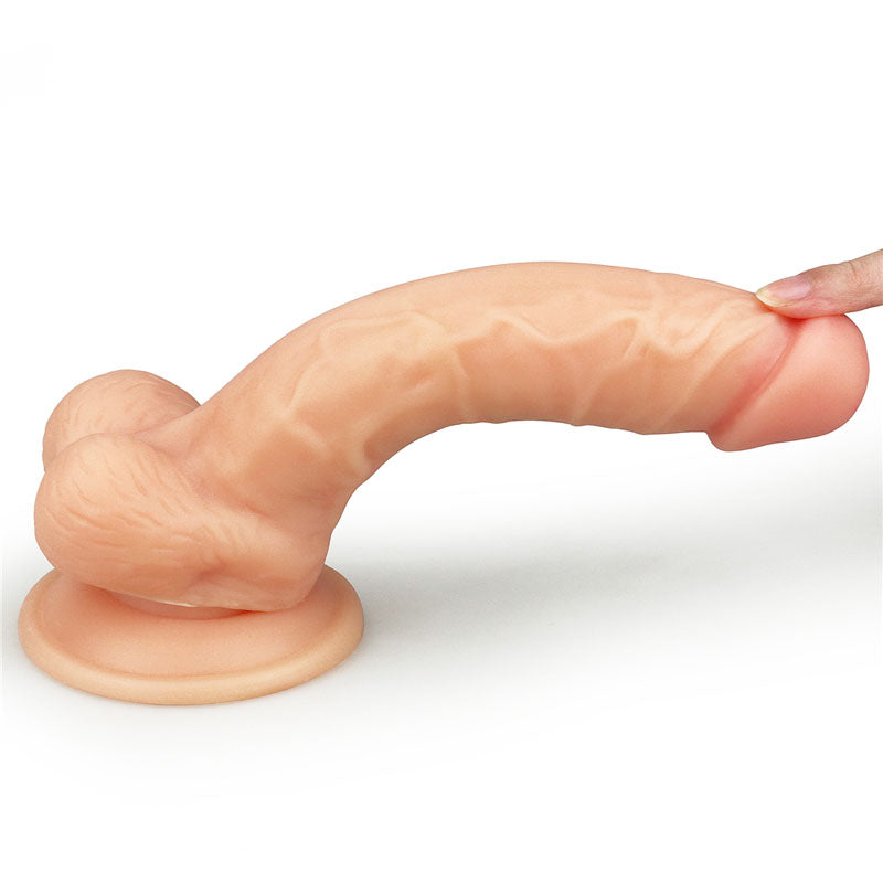 The Ultra Soft Dude - 20.3 cm (8'') Dong, a lifelike dildo with realistic veins and curves for ultimate pleasure.