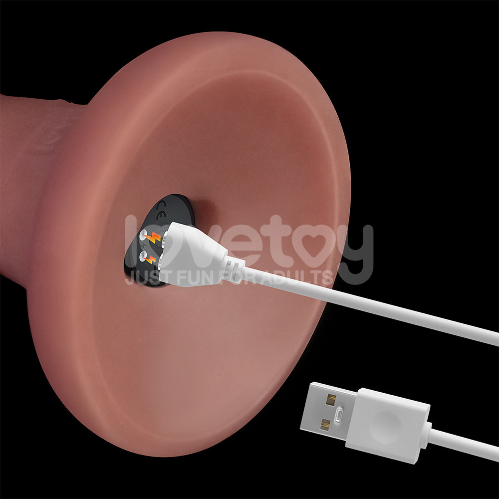 Dual Density Power Cock - 6 Inch  -  16 cm USB Rechargeable Vibrating Dong charging with USB cable for ultimate pleasure.