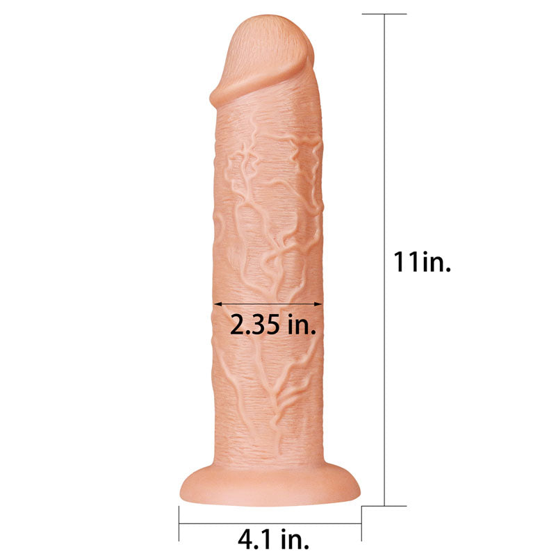 King Size 11'' Realistic Dildo -  28 cm Dong with detailed veins and curves for enhanced pleasure.