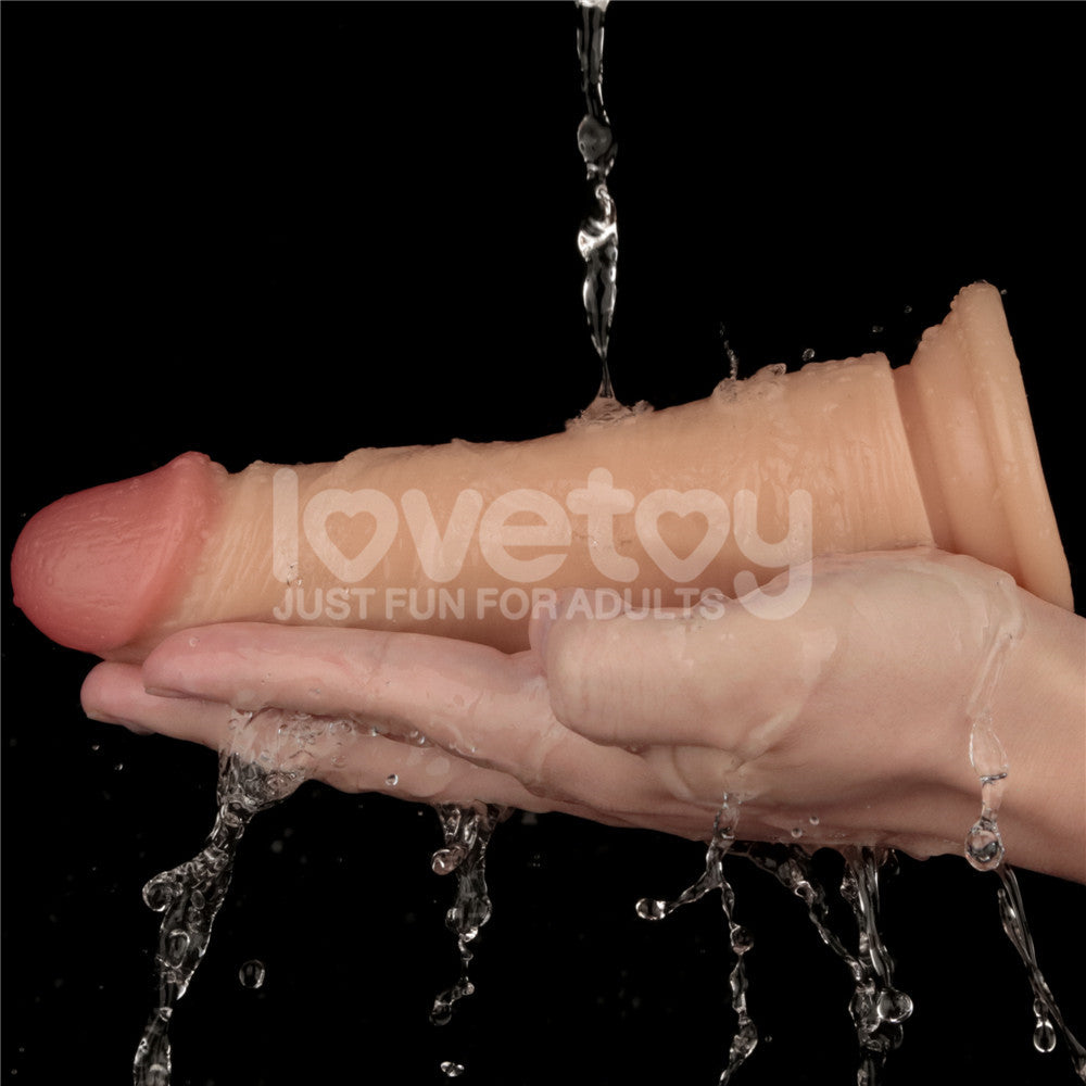 7 Inch Power Basics - 18 cm USB Rechargeable Vibrating Dong in water, demonstrating realistic design and pleasure potential.