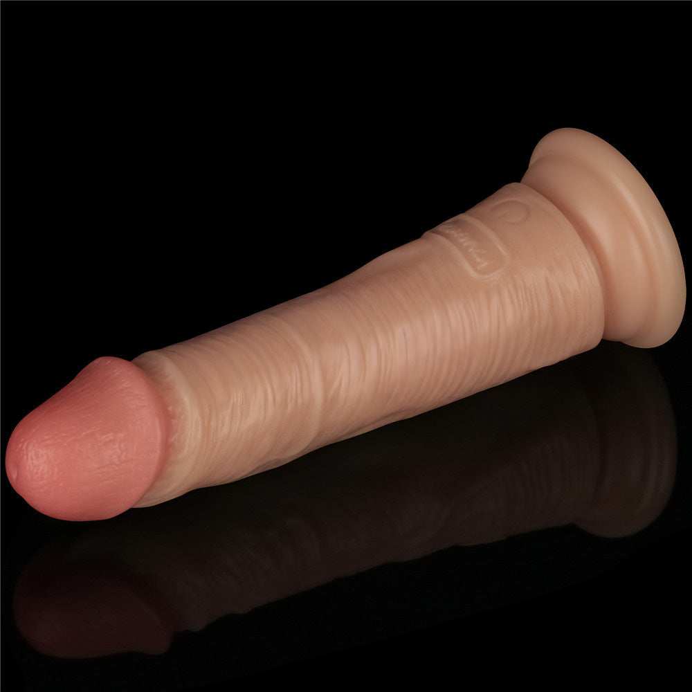7 Inch Power Basics -  18 cm USB Rechargeable Vibrating Dong showcasing a realistic design for pleasure.