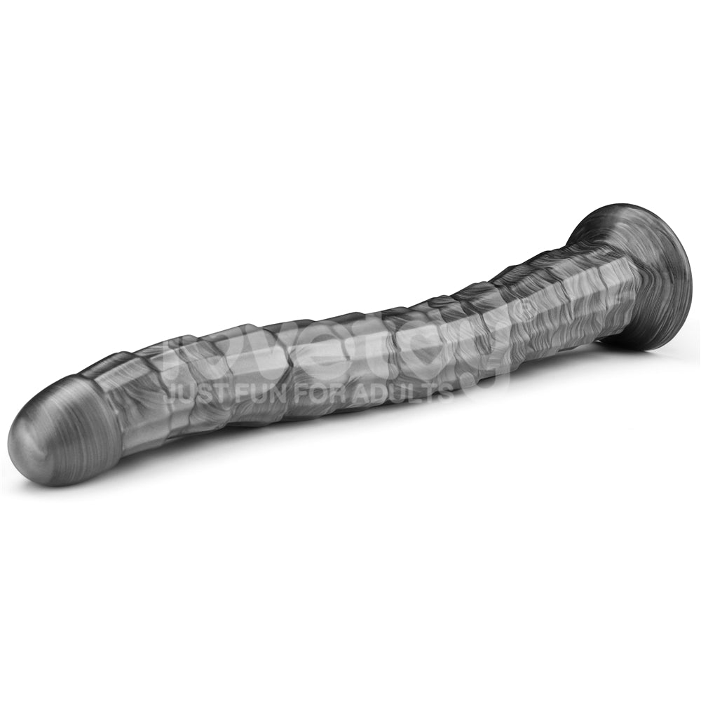 King Sized Vibrating Vibrax Slider - Grey 36.8 cm (14.5'') USB Rechargeable Vibrating Dildo on a white background.
