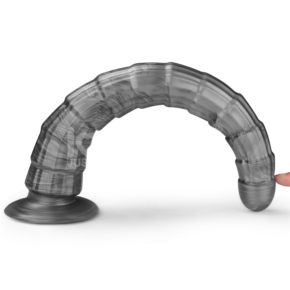 King Sized Vibrating Vibrax Slider - Grey 36.8 cm (14.5'') USB Rechargeable Vibrating Dildo on a white background.