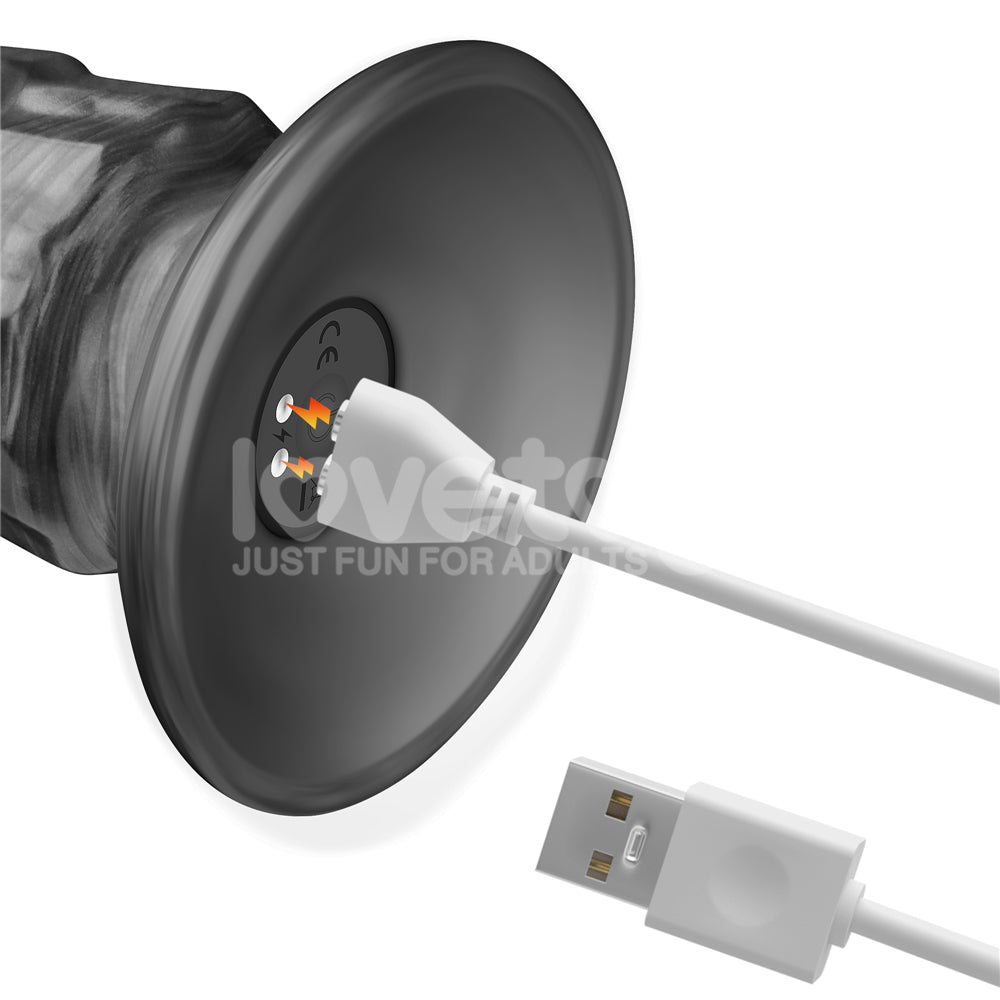 USB connection for charging the King Sized Vibrating Vibrax Slider - Grey 36.8 cm (14.5'') USB Rechargeable Vibrating Dildo.