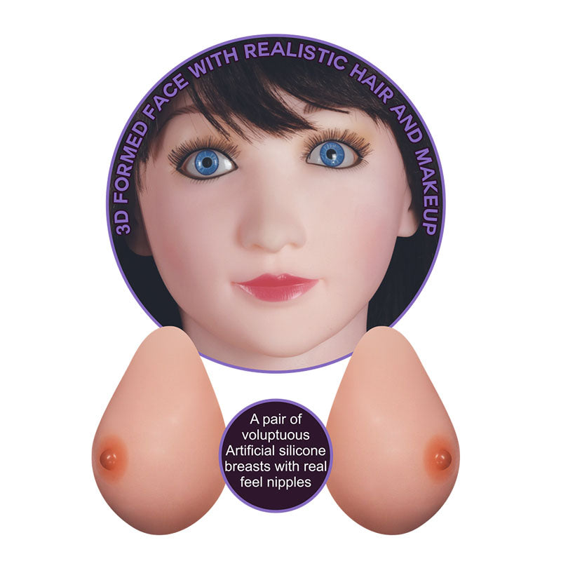 Victoria Horny Boobie Doll - Inflatable Love Doll with realistic face, hair, and silicone breasts with real feel nipples