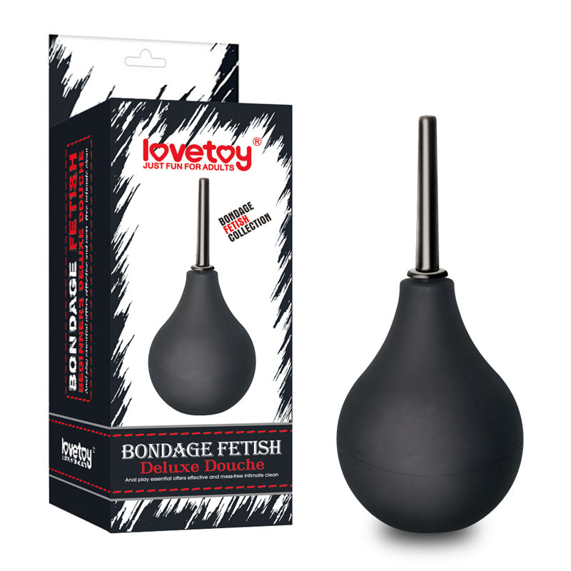 Bondage Fetish Deluxe Douche - Unisex Round Douche - 160 ml capacity in black bulb design for intimate hygiene.