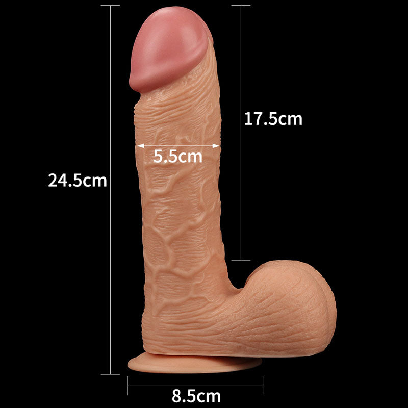 King Size 9'' Realistic Dildo -  23 cm Dong with detailed specifications and measurements for intimate essentials.