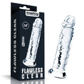 Flawless  Dildo 7'' -  17.8 cm Dong displayed with packaging highlighting its super-realism and suction base.