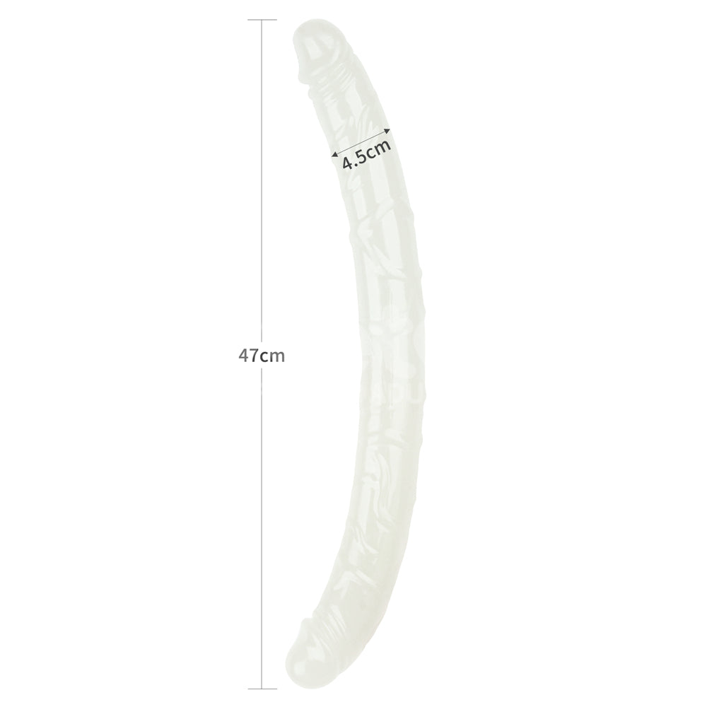 Lumino Play 18.5'' Double Dildo - Glow in the Dark  47 cm Double Dong showcasing its size and design.