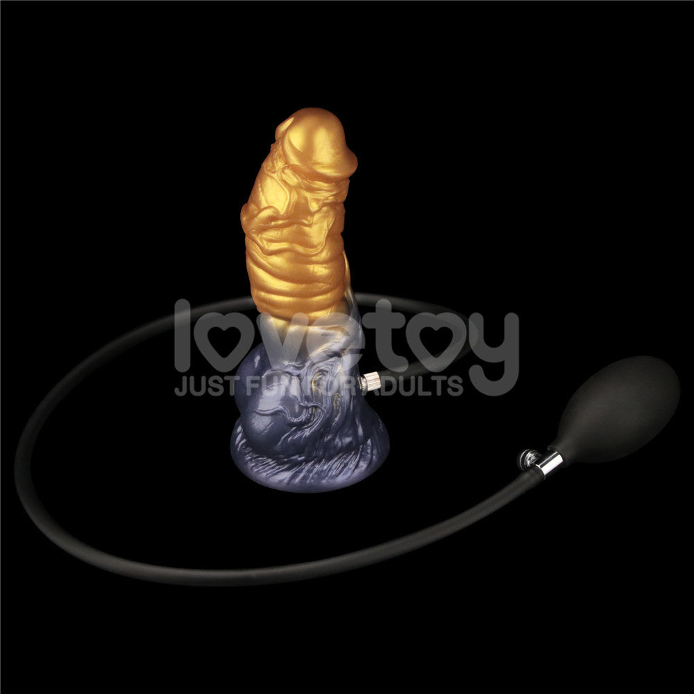 Aerosx 7.5 Inch Dual Density Inflatable Dildo - Gold/Blue 24 cm Inflatable Fantasy Dildo