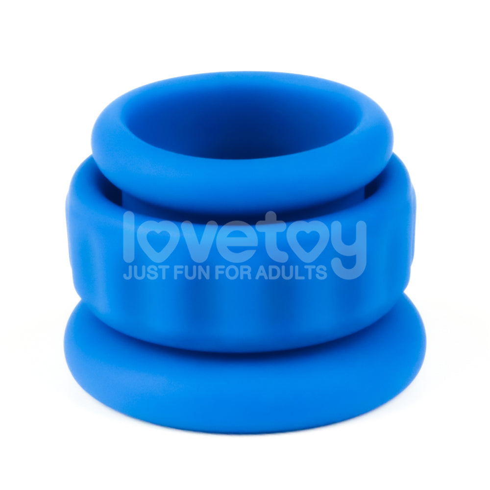 Pinnacle Pro Twin Flex -  Cock & Balls Rings in blue silicone, ideal for enhancing pleasure and intimacy.