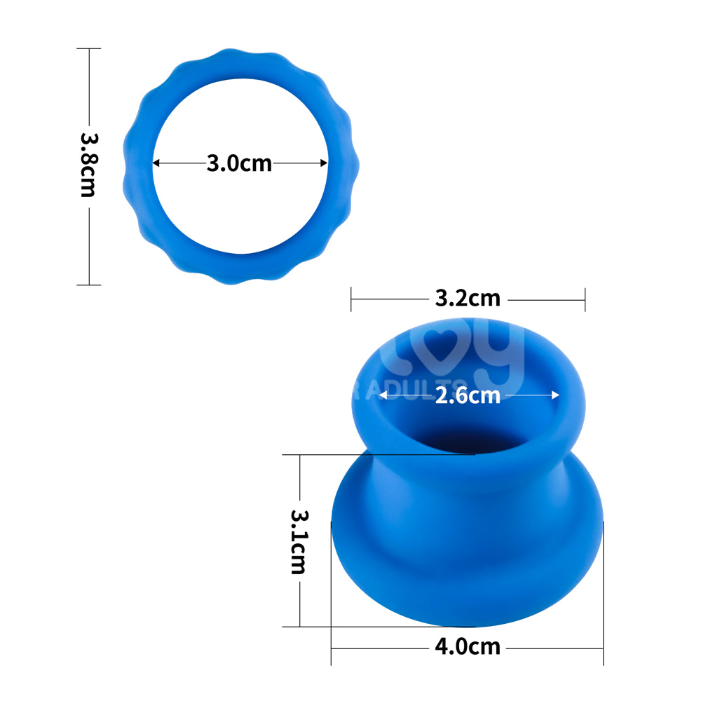 Pinnacle Pro Twin Flex -  Cock & Balls Rings, measuring 3.2cm and 3.8cm, made from ultra-flexible silicone.
