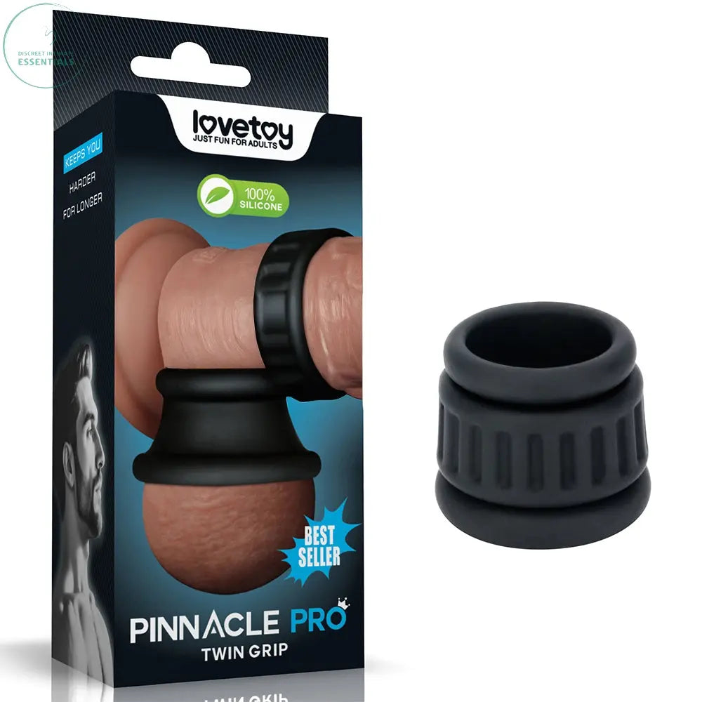 Affordable quality Pinnacle Pro Twin Grip Enhancer -  Cock & Balls Ring  from Lovetoy by Discreet Intimate Essentials with Discreet Delivery 