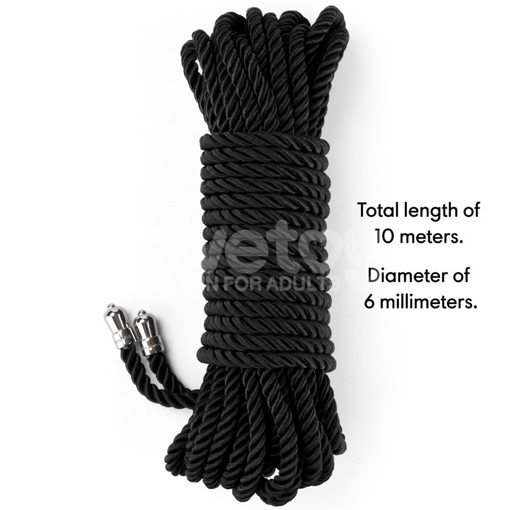 Rebellion Reign Silky Bondage Rope -  -  Bondage Rope - 10 metre length, black 10 meters long and 6 millimeters in diameter.