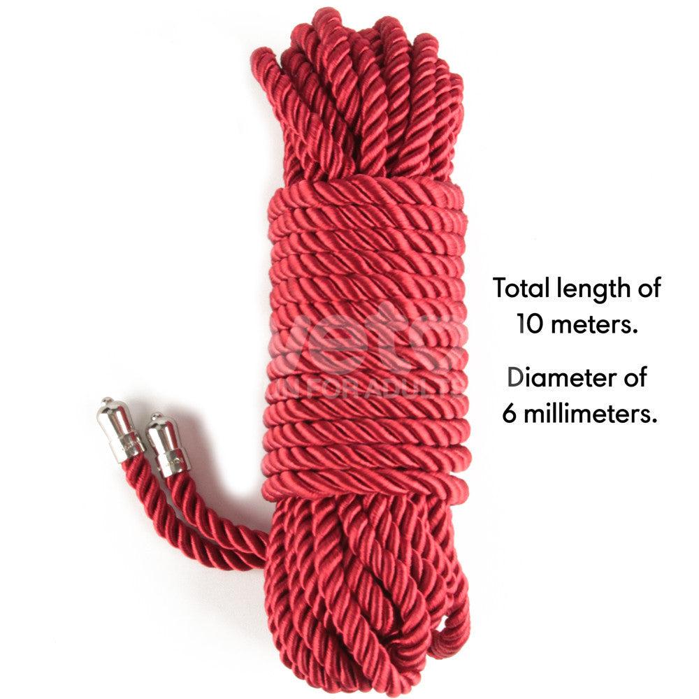 Rebellion Reign Silky Bondage Rope -  -  Bondage Rope - 10 metre length, red silky rope, 10 meters long, 6 mm diameter.