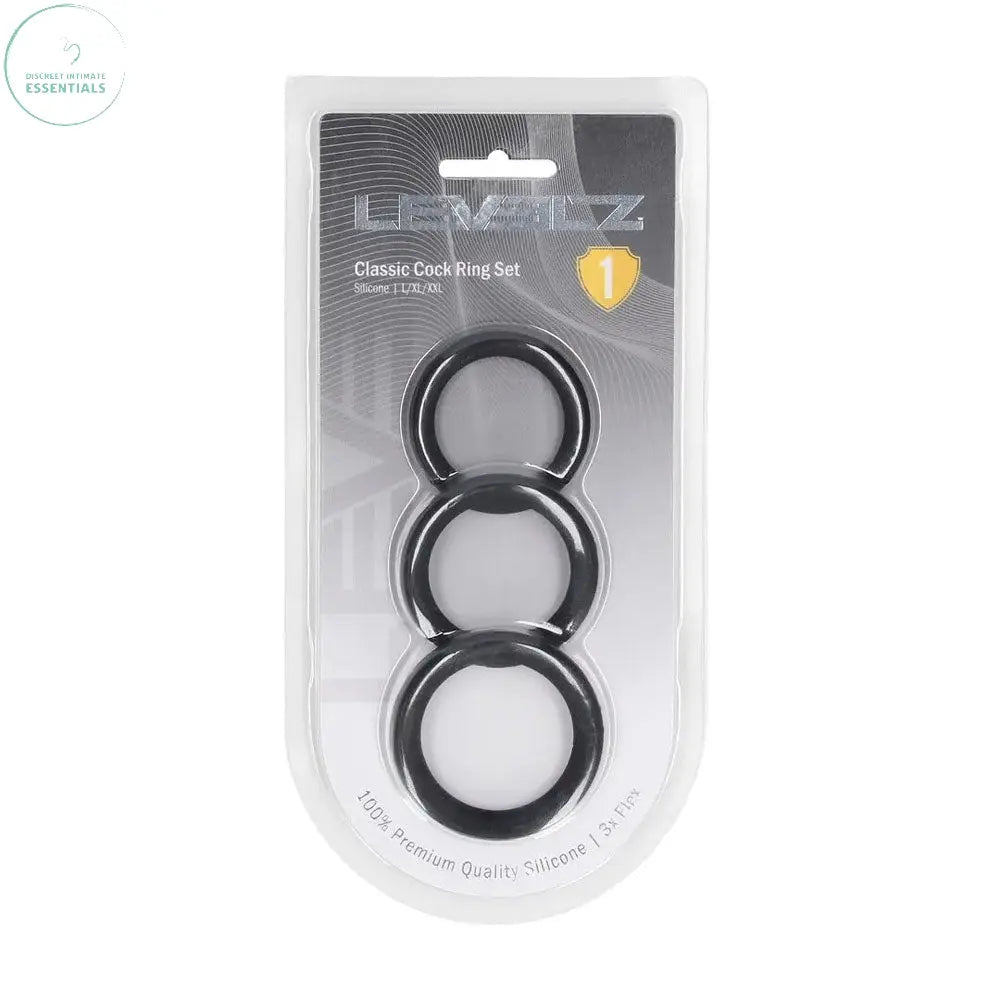 Affordable quality LEVELZ Classic Silicone Cock Ring Set - L/XL/XXL -  Cock Rings - Set of 3 Sizes  from Shots Toys by Discreet Intimate Essentials with Discreet Delivery 