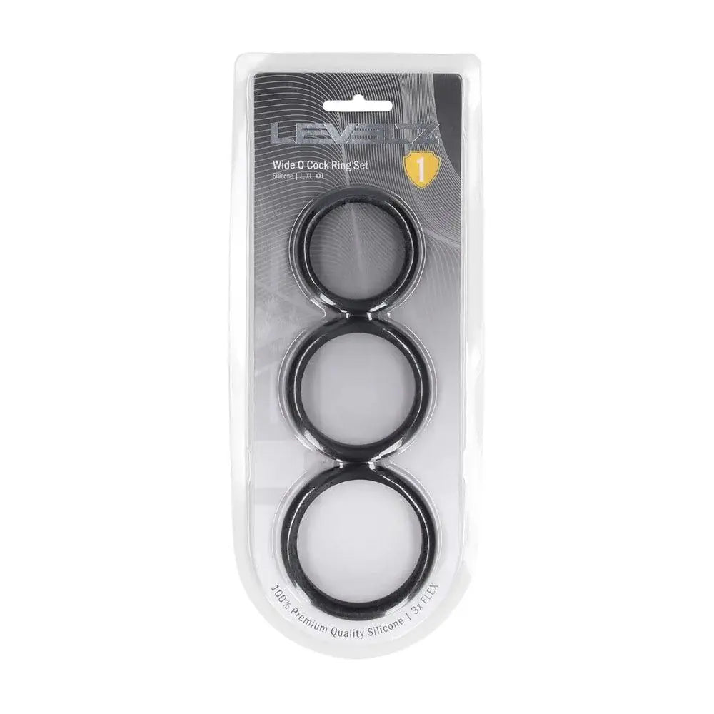 Affordable quality LEVELZ Wide O Silicone Cock Ring Set of 3 - L/XL/2X -  Cock Rings - Set of 3 Sizes  from Shots Toys by Discreet Intimate Essentials with Discreet Delivery 