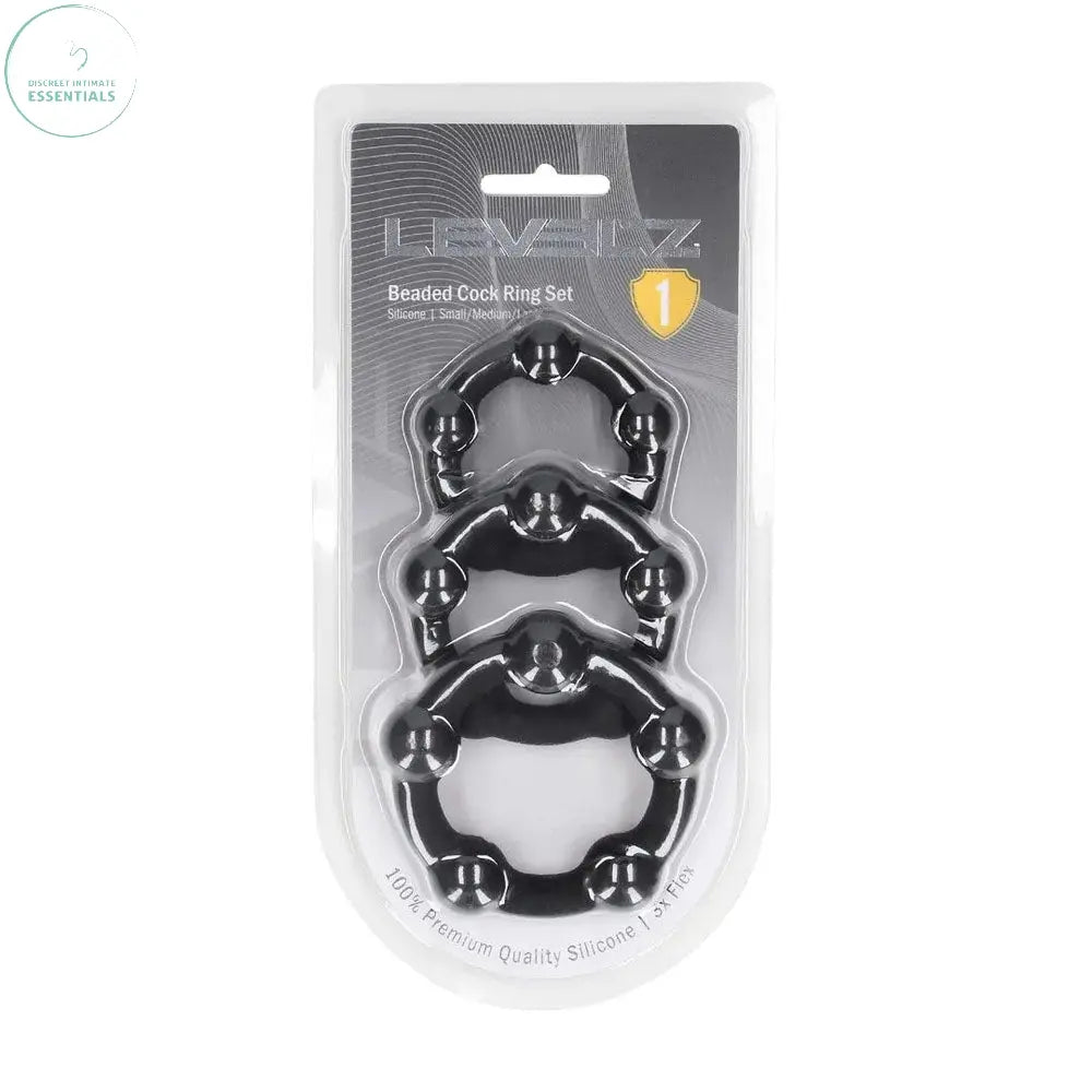 Affordable quality LEVELZ Beaded Silicone Cock Ring Set of 3 -  -  Cock Rings - Set of 3 Sizes  from Shots Toys by Discreet Intimate Essentials with Discreet Delivery 