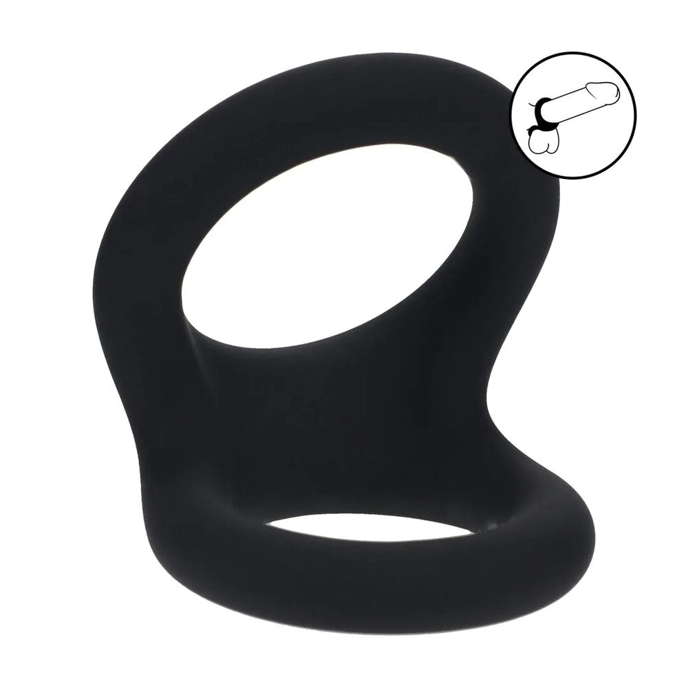 LEVELZ Double O Silicone Cock Ring - M -  -  Cock & Balls Rings showcased in sleek black silicone.