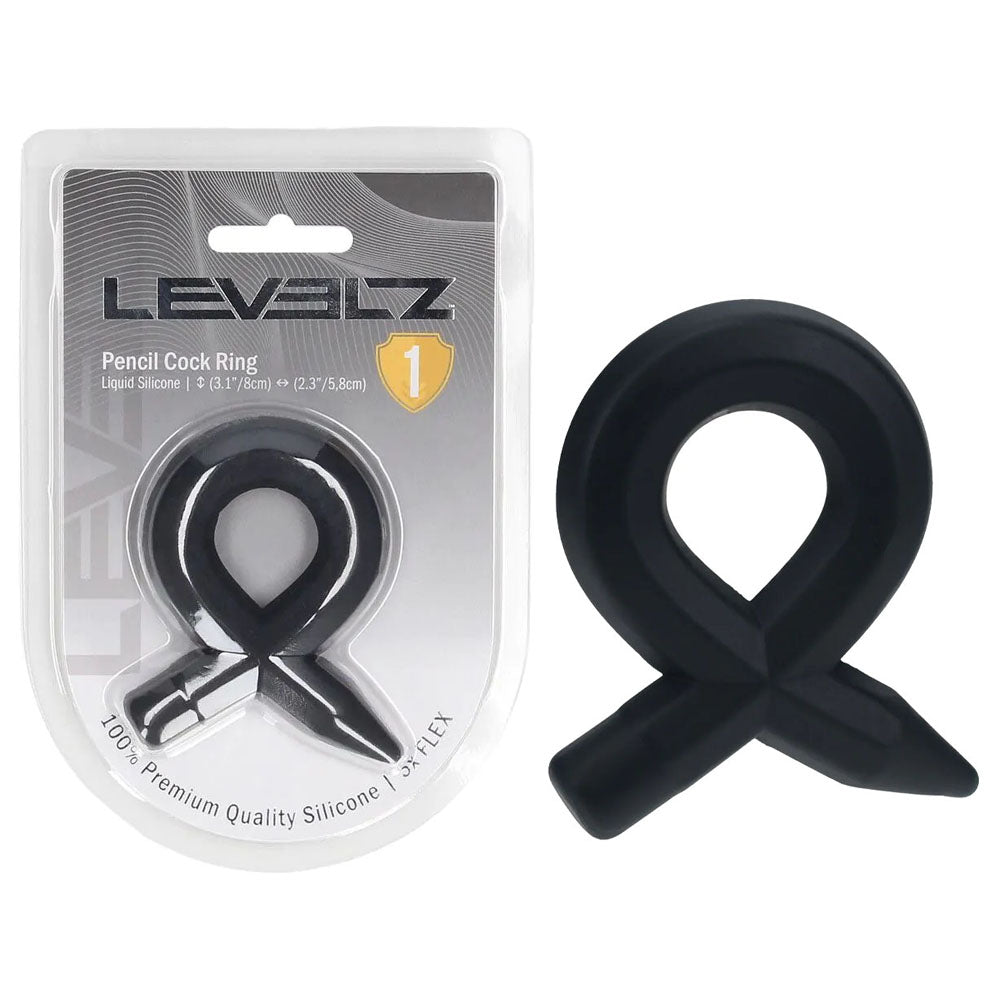 LEVELZ Pencil Liquid Silicone Cock Ring -  Cock Ring in packaging showcasing its premium silicone quality.