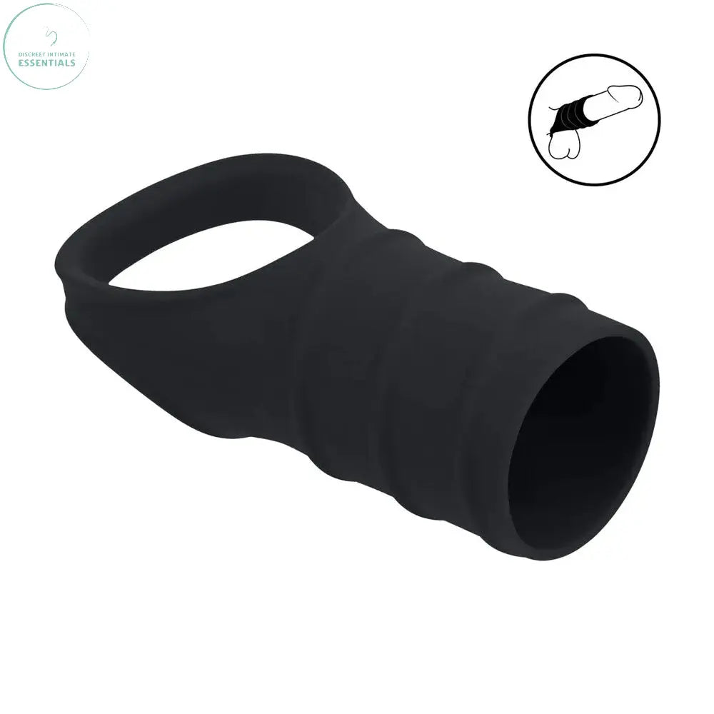 Affordable quality LEVELZ Silicone Cock Ring & Ribbed Sleeve -  Cock Ring with Sleeve  from Shots Toys by Discreet Intimate Essentials with Discreet Delivery 