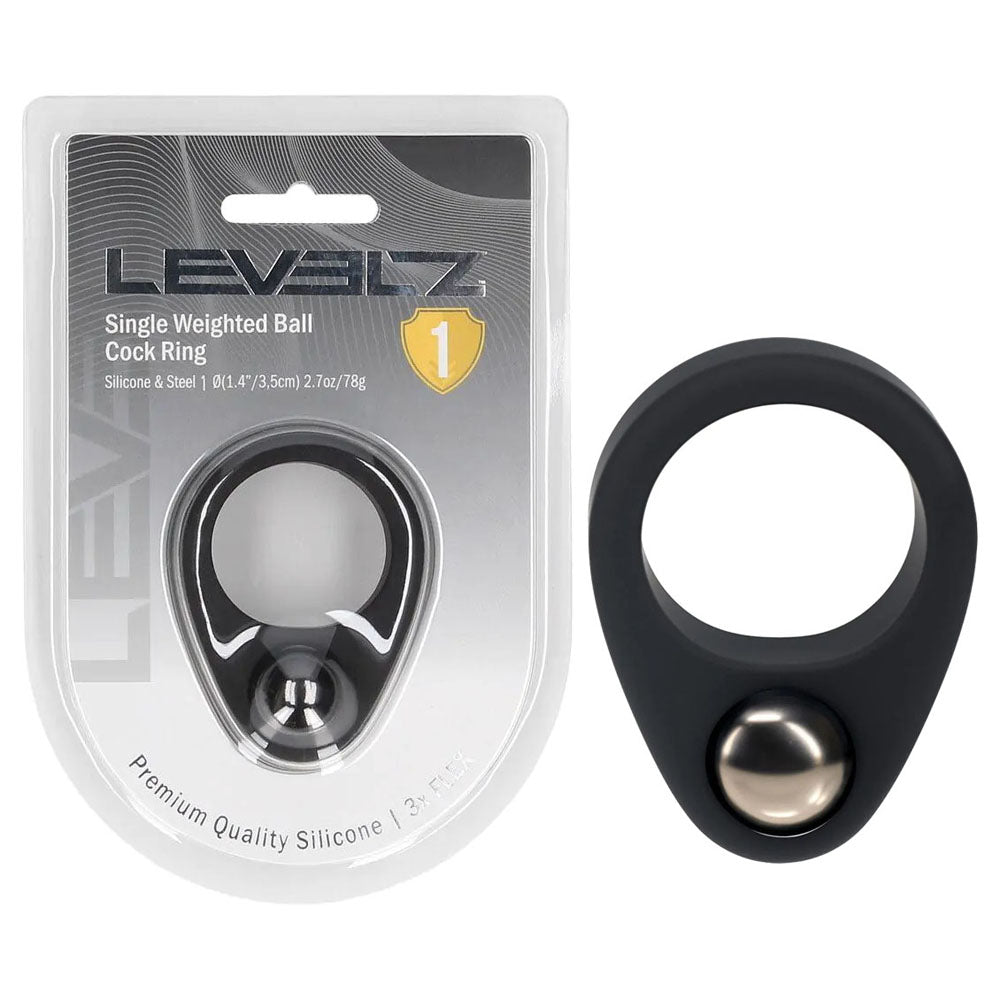LEVELZ Single Weighted Ball Cock Ring -  -  Weighted Cock Ring in premium silicone packaging with internal weight feature