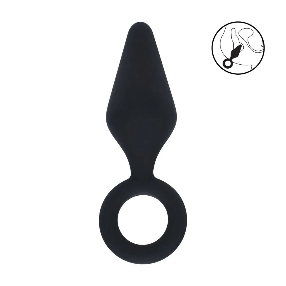 LEVELZ Silicone Anal Plug with Loop - Small -  -  Small Butt Plug on a white background, premium silicone design for intimate pleasure.