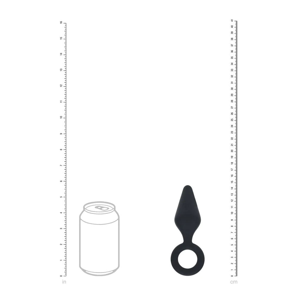 LEVELZ Silicone Anal Plug with Loop - Medium - size comparison with a can for scale.
