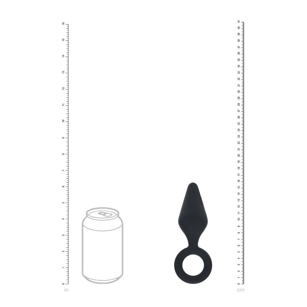 LEVELZ Silicone Anal Plug with Loop - Large - Large Butt Plug next to a soda can for size comparison.