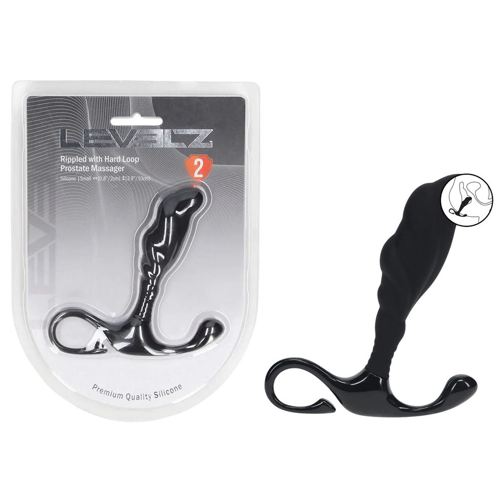 LEVELZ Rippled with Hard Loop Prostate Massager - Small - Small Prostate Massager in premium silicone packaging.