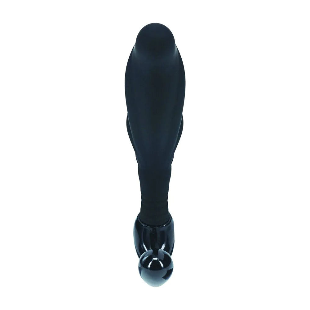LEVELZ Rippled with Hard Loop Prostate Massager - Small -  Small Prostate Massager top view, sleek black design.