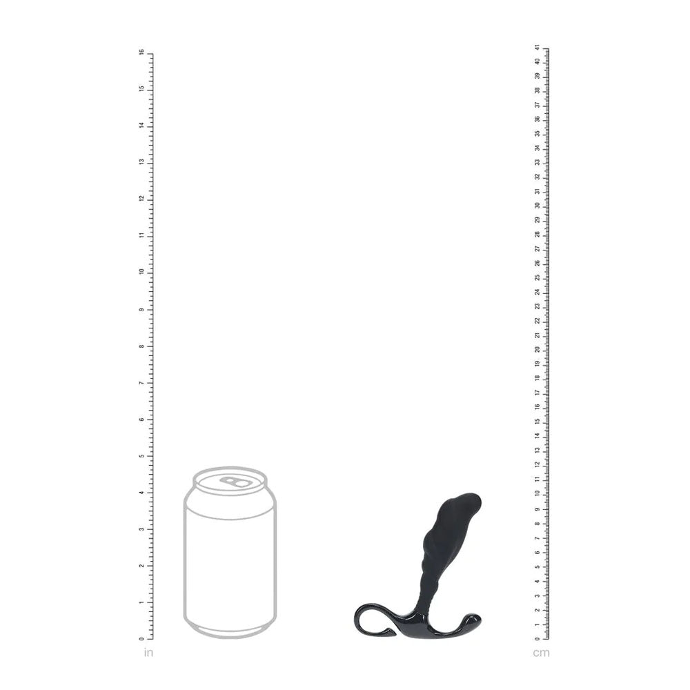 LEVELZ Rippled with Hard Loop Prostate Massager - Small - Small Prostate Massager displayed next to a soda can for size reference.