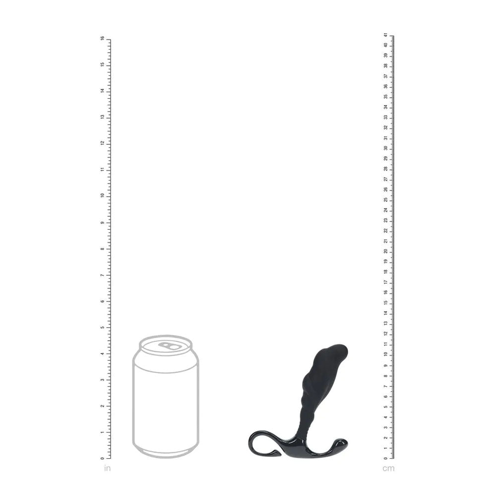 LEVELZ Rippled with Hard Loop Prostate Massager - Medium - Medium Prostate Massager displayed alongside a soda can for size reference.