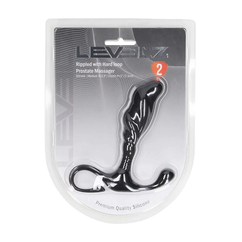 LEVELZ Rippled with Hard Loop Prostate Massager - Medium - Medium Prostate Massager in premium quality silicone packaging.