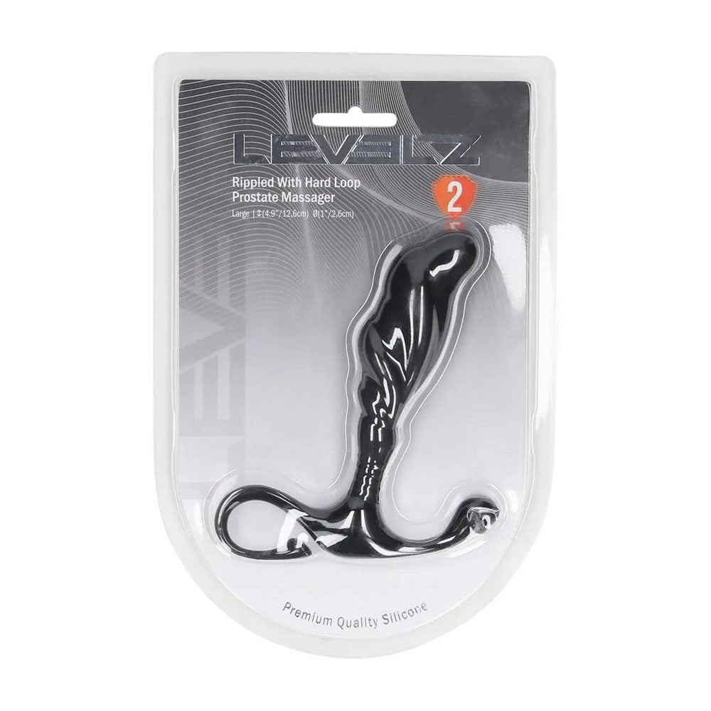 LEVELZ Rippled with Hard Loop Prostate Massager - Large -  Large Prostate Massager in premium silicone packaging.
