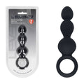 LEVELZ Beaded Silicone Anal Probe with Loop - 15.3 cm beaded silicone anal probe in premium black silicone packaging.