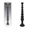 LEVELZ Ribbed Silicone Flared Anal Probe -  26.7 cm Anal Beads packaging and product side view.