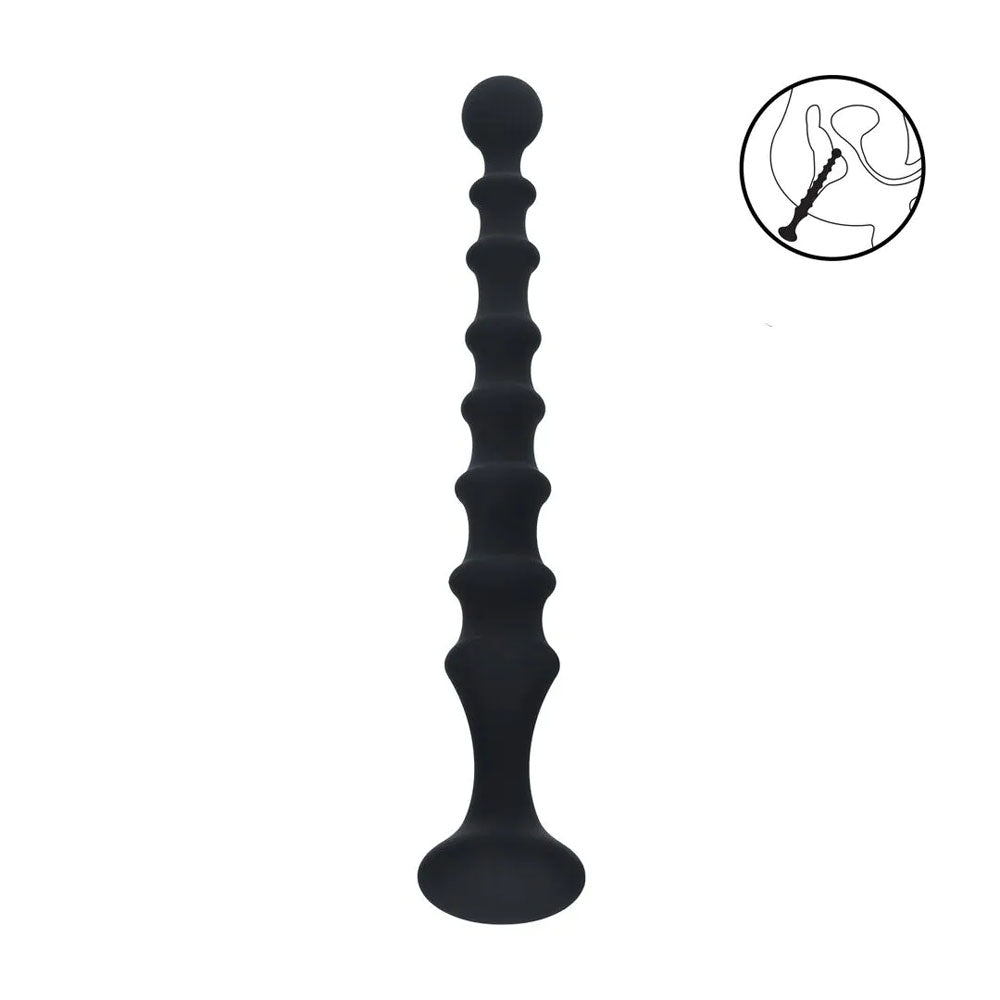 LEVELZ Ribbed Silicone Flared Anal Probe -  26.7 cm Anal Beads, premium silicone, textured design for enhanced pleasure.